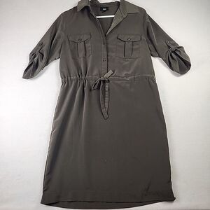 Mossimo Roll Tab Belted Waist Utility Dress Army Green Medium w/ Pockets (Flaw)